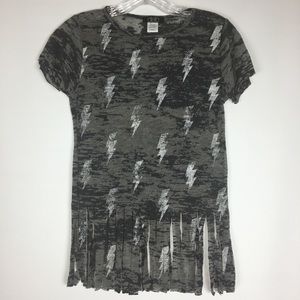 Deb Gray Burnout Lightning Bolt Fringe Top